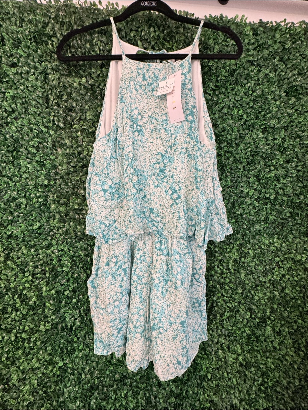blue floral romper